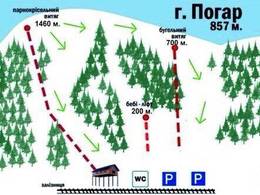 Pistekaart Mt. Pohar (Погар) – Slavske (Славське)